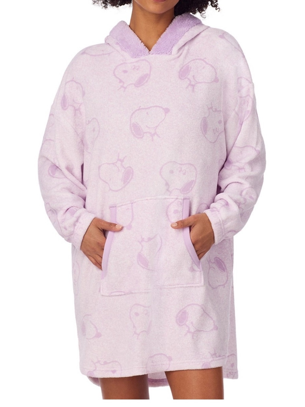 Snoopy Print Womens Plush Hooded Lounger